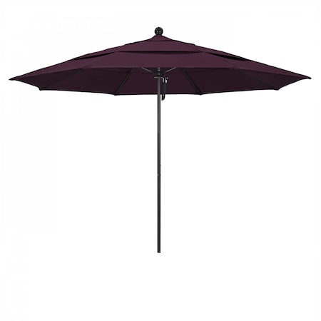 California Umbrella 11' Black Aluminum Market Patio Umbrella, Pacifica Purple 194061333969